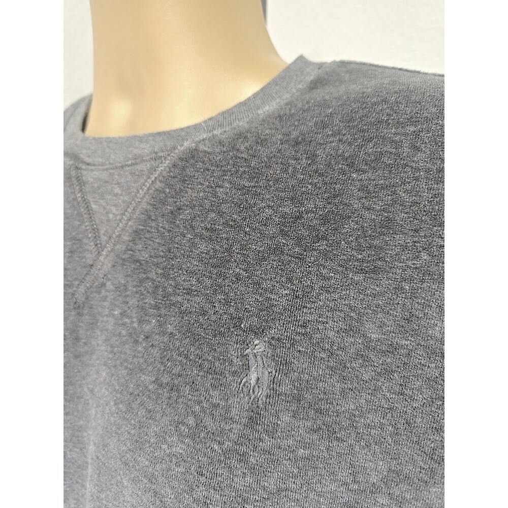 Polo Ralph Lauren Crew Neck Velour Sweatshirt Mens Gray Side Zip Preppy Academia